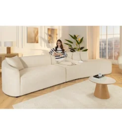 Sofa ATELIER L 330 cm 3-osobowa bouclé beżowa