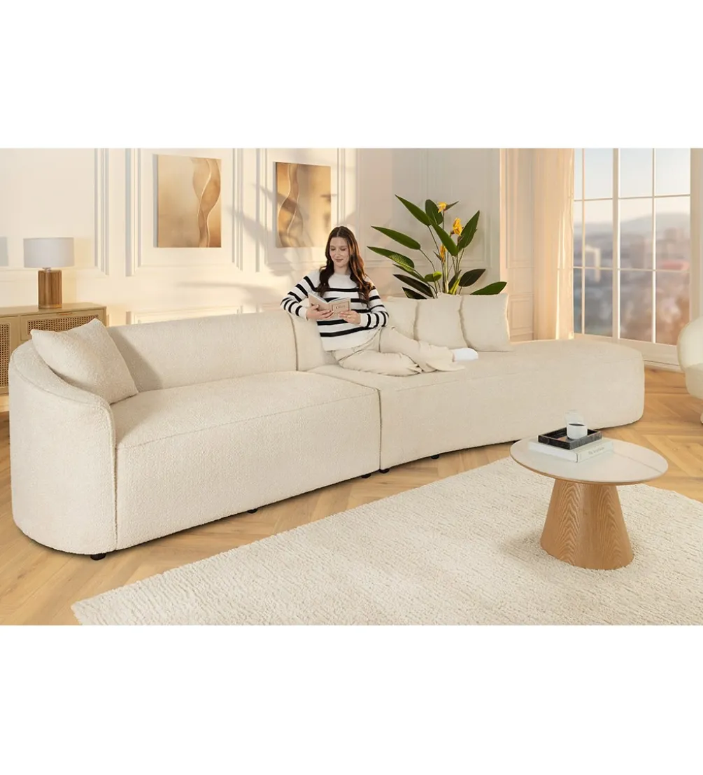 Sofa ATELIER L 330 cm 3-osobowa bouclé beżowa