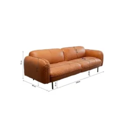 Sofa CALGARY 228 cm skórzana brązowa