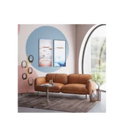 Sofa CALGARY 228 cm skórzana brązowa