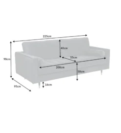 Sofa CANIS Velvet 225 cm szary aksamit