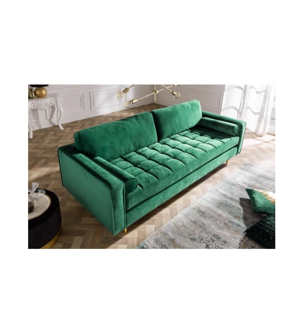 Sofa CANIS velvet 220 cm szmaragdowo zielony aksamit