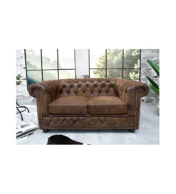 Sofa Chesterfield antyczny brąz