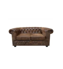 Sofa Chesterfield antyczny brąz