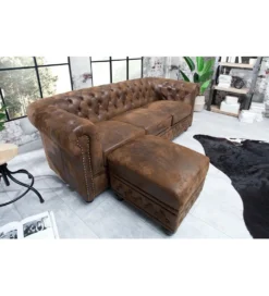 Sofa Chesterfield 205 cm antyczny brąz