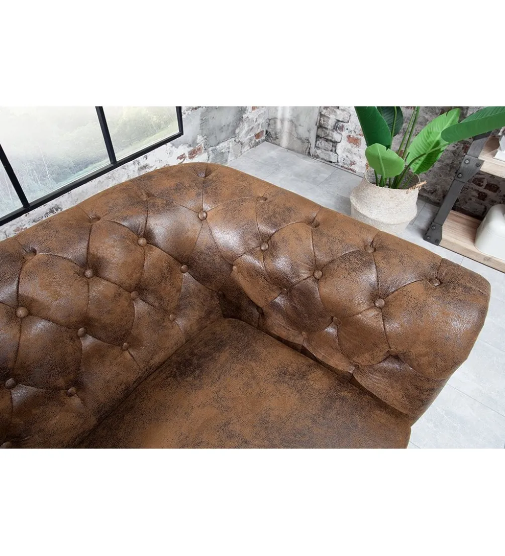 Sofa Chesterfield 205 cm antyczny brąz