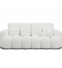 Sofa COTTONN 256 cm z funkcją spania biała tkanina paolli 01