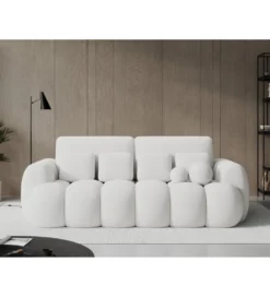 Sofa COTTONN 256 cm z funkcją spania biała tkanina paolli 01