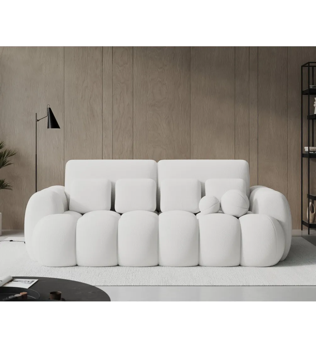 Sofa COTTONN 256 cm z funkcją spania biała tkanina paolli 01