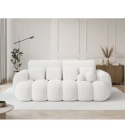 Sofa COTTONN 256 cm z funkcją spania biała tkanina paolli 01