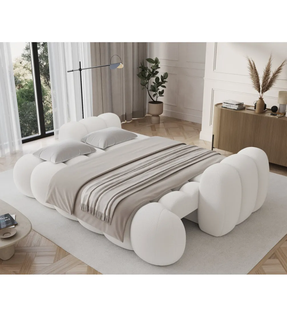 Sofa COTTONN 256 cm z funkcją spania biała tkanina paolli 01