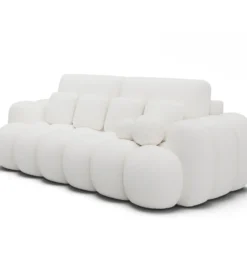 Sofa COTTONN 256 cm z funkcją spania biała tkanina paolli 01