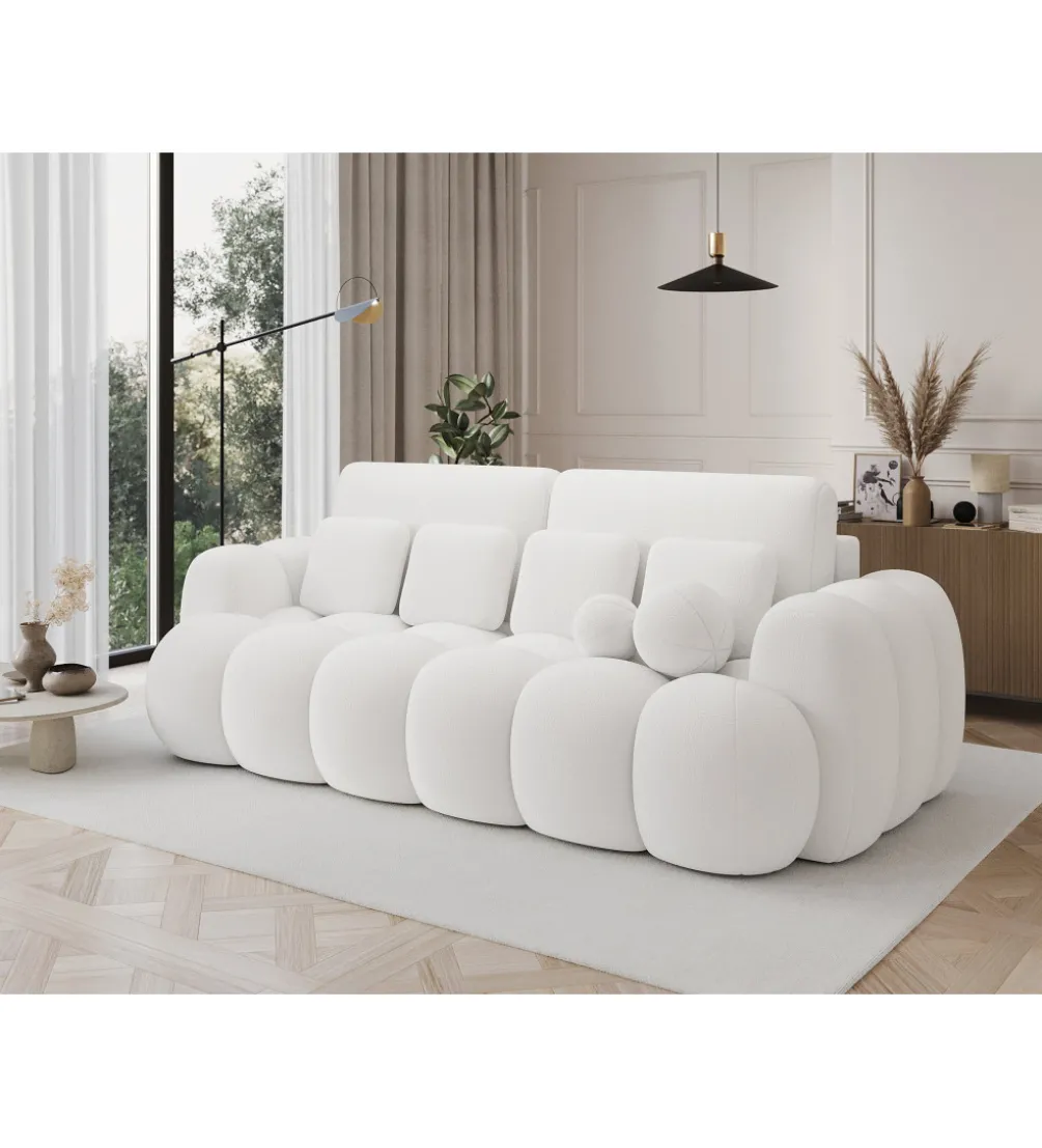 Sofa COTTONN 256 cm z funkcją spania biała tkanina paolli 01