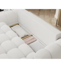 Sofa COTTONN 256 cm z funkcją spania biała tkanina paolli 01