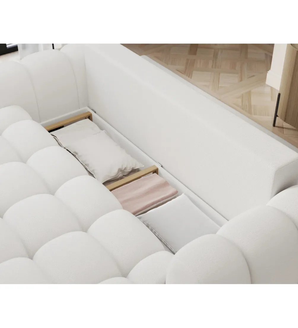 Sofa COTTONN 256 cm z funkcją spania biała tkanina paolli 01