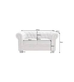 Sofa dwuosobowa ROCHESTER Chesterfield 150 cm beżowa