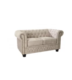 Sofa dwuosobowa ROCHESTER Chesterfield 150 cm beżowa