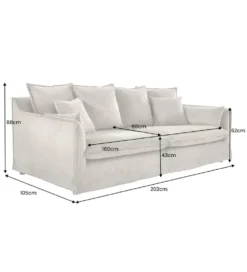 Sofa HEAVEN 200 cm cord greige
