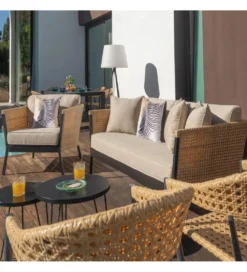 Sofa ogrodowa NIVA 171 cm naturalna czarna