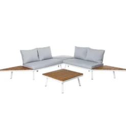 Sofa ogrodowa SASKIA 260 cm drewno akacja nogi białe