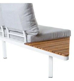 Sofa ogrodowa SASKIA 260 cm drewno akacja nogi białe
