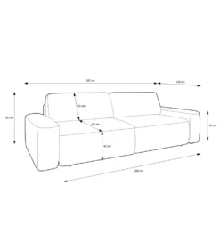 Sofa PULIA 238 cm z funkcją spania z pojemnikiem na pościel