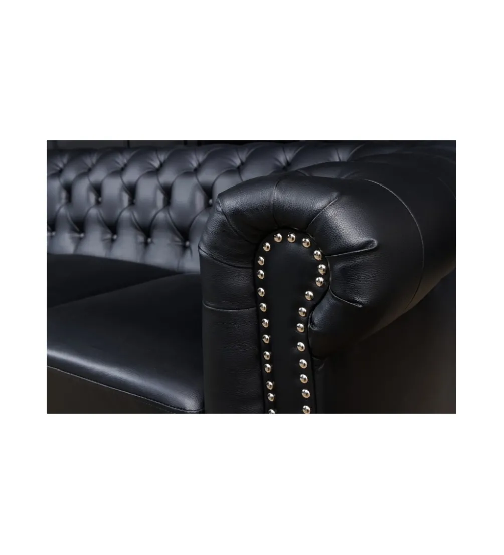 Sofa RONNI Chesterfield 205 cm czarna