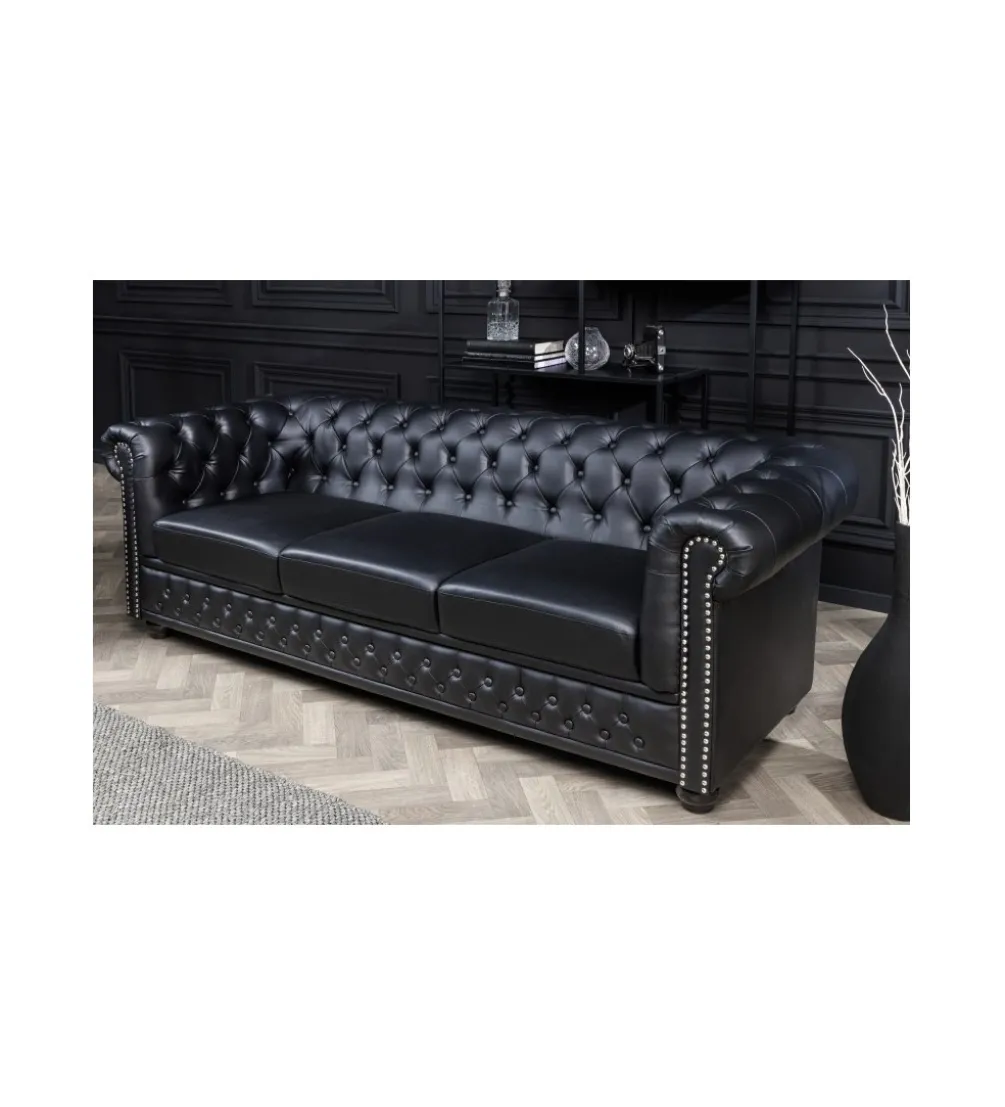 Sofa RONNI Chesterfield 205 cm czarna