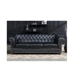 Sofa RONNI Chesterfield 205 cm czarna