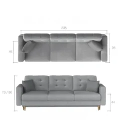Sofa rozkładana ASGARD 235 cm z funkcją spania