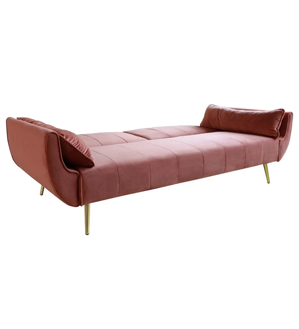 Sofa rozkładana BELLA 215 cm różany aksamit Puella