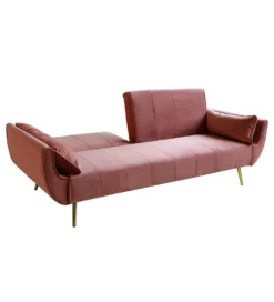 Sofa rozkładana BELLA 215 cm różany aksamit Puella