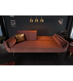 Sofa rozkładana BELLA 215 cm różany aksamit Puella