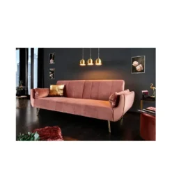 Sofa rozkładana BELLA 215 cm różany aksamit Puella