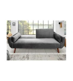 Sofa rozkładana BELLA 215 cm srebrno szary aksamit Puella