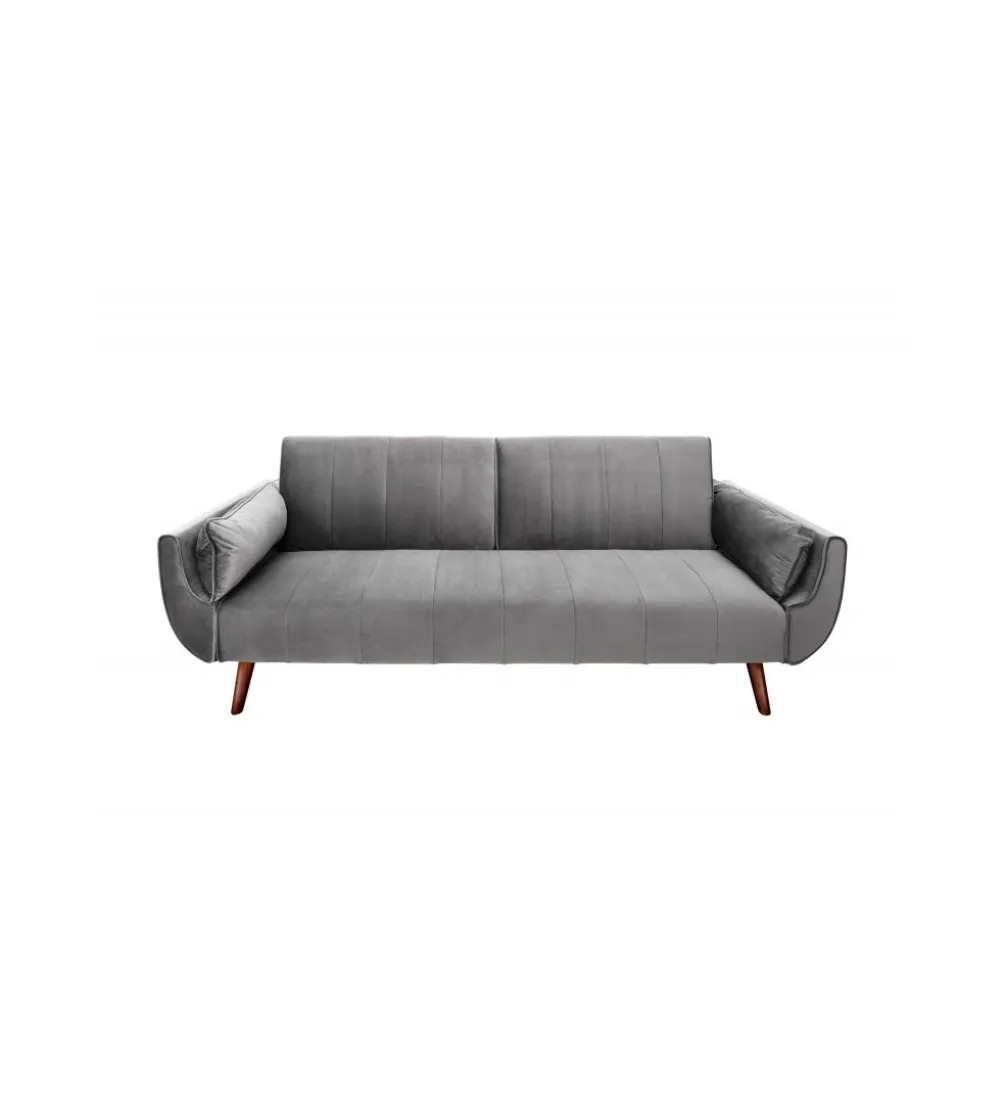 Sofa rozkładana BELLA 215 cm srebrno szary aksamit Puella
