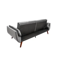 Sofa rozkładana BELLA 215 cm srebrno szary aksamit Puella