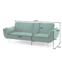 Sofa rozkładana BELLA II 215 cm zielony aksamit Puella