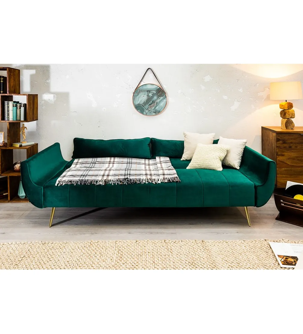 Sofa rozkładana BELLA II 215 cm zielony aksamit Puella