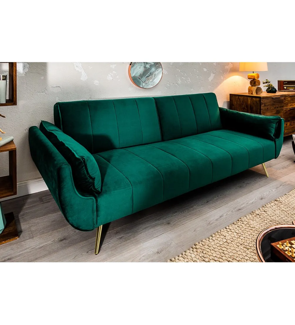 Sofa rozkładana BELLA II 215 cm zielony aksamit Puella