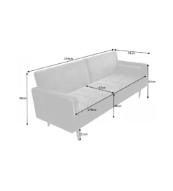 Sofa rozkładana MANILLA 196 cm ciemnoszara