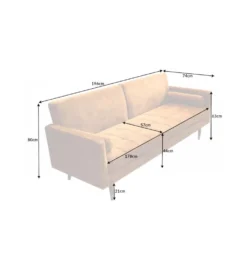 Sofa rozkładana MANILLA 196 cm musztardowo-żółta