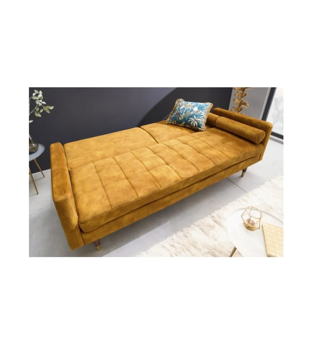 Sofa rozkładana MANILLA 196 cm musztardowo-żółta