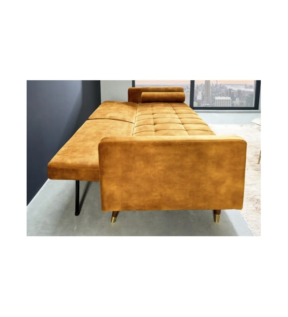 Sofa rozkładana MANILLA 196 cm musztardowo-żółta