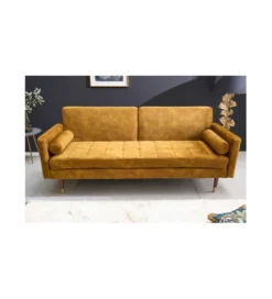 Sofa rozkładana MANILLA 196 cm musztardowo-żółta