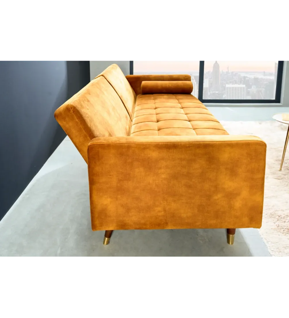 Sofa rozkładana MANILLA 196 cm musztardowo-żółta