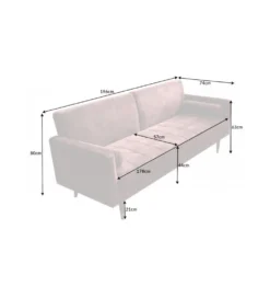 Sofa rozkładana MANILLA 196 cm różowa