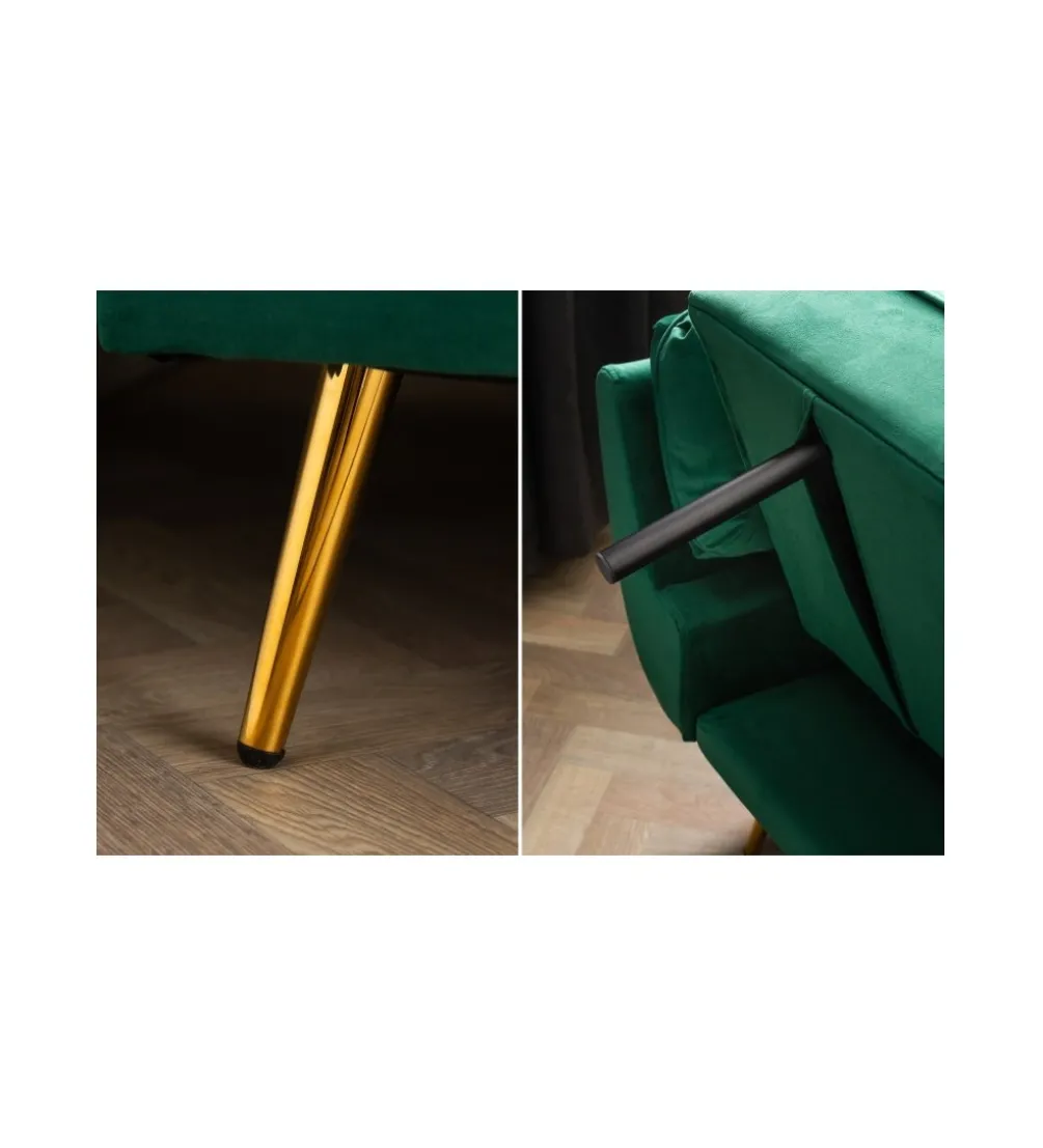 Sofa rozkładana OLIWIA 213 cm szmaragdowo-zielona