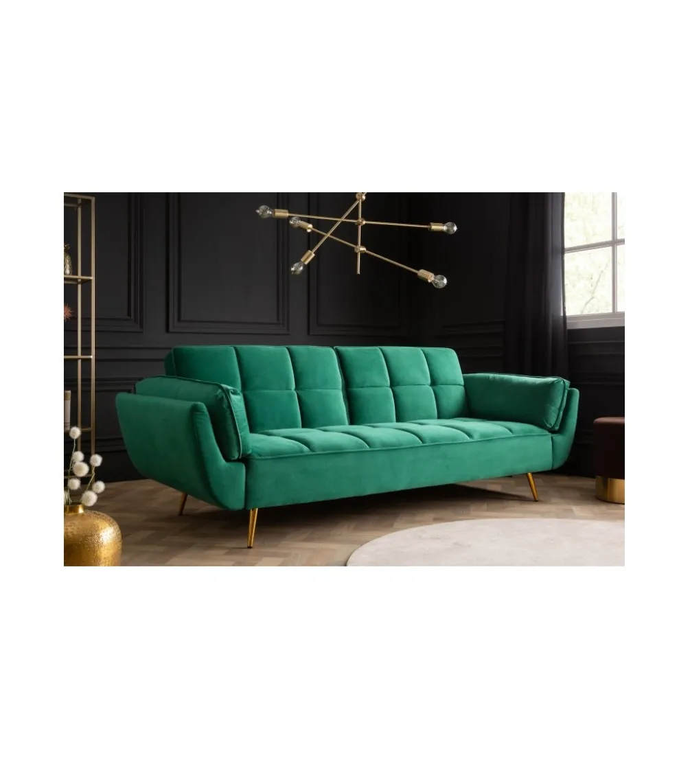 Sofa rozkładana OLIWIA 213 cm szmaragdowo-zielona