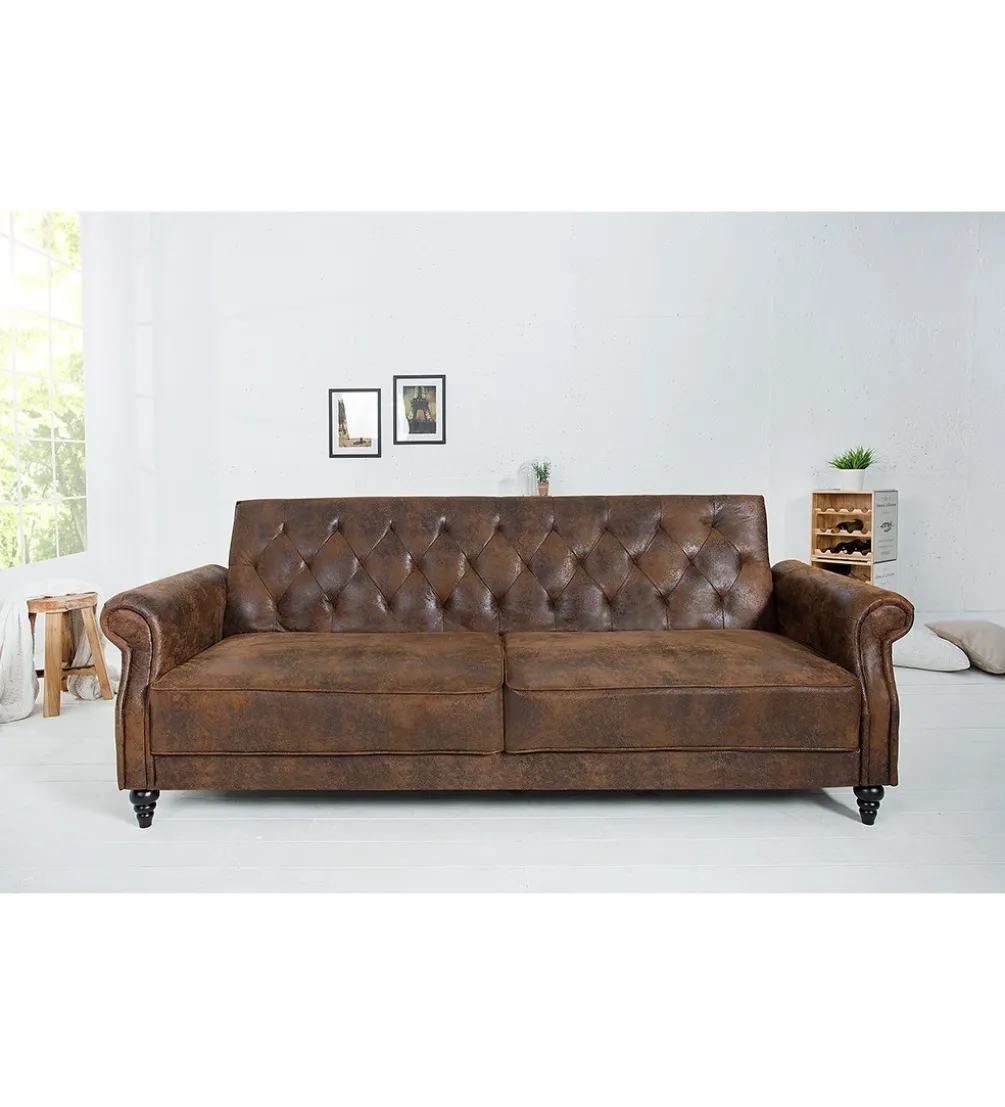 Sofa rozkładana RAYAN 220 cm antyczny brąz